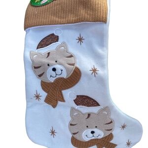 Vo-Toys Felt Winter Cozy Kitty White Pet Stocking Christmas Holiday Hanging Cat